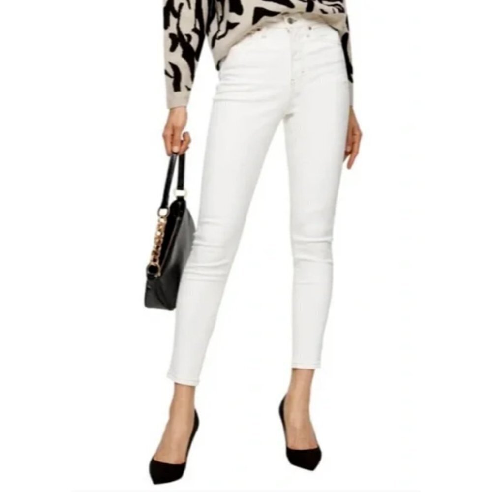 NWT Topshop Jamie High Waist Skinny Jeans in Cream Size 6 28x30